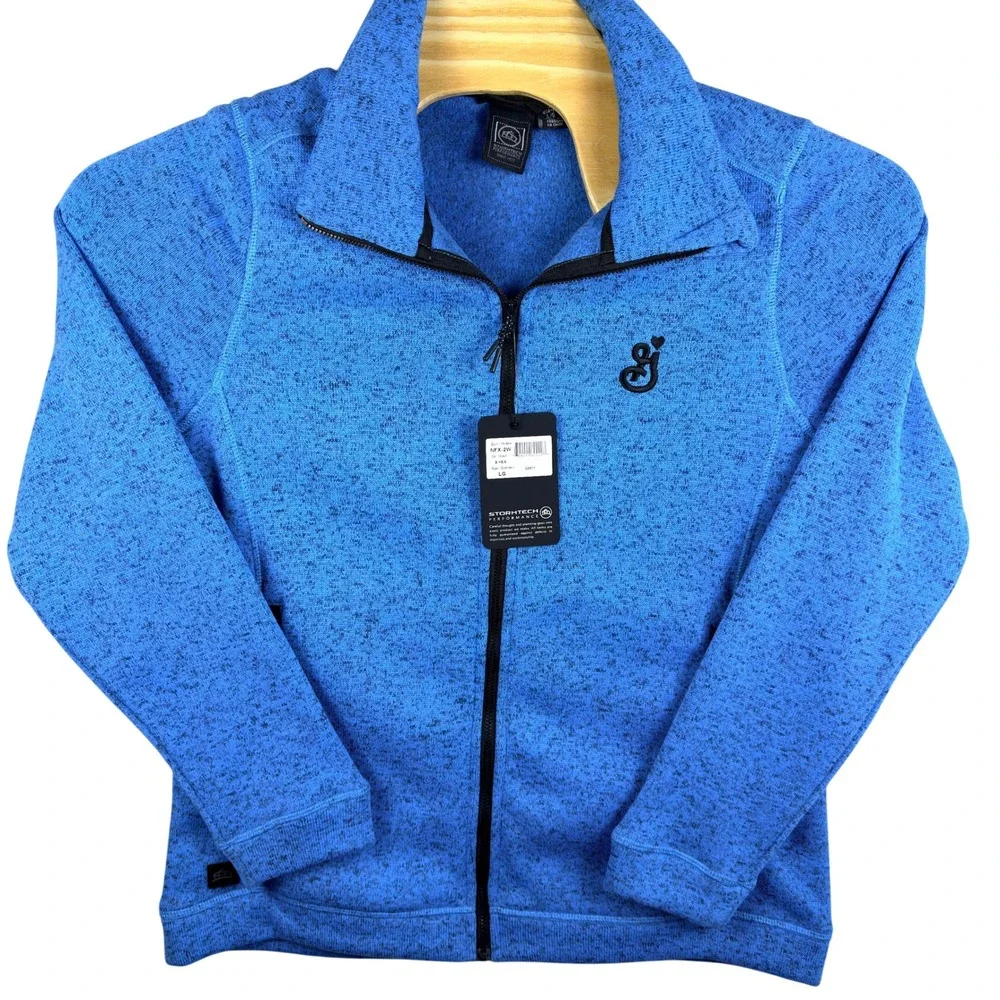 NEW Stormtech Performance Fleece Jacket Men L Blue Full Zip Heathered Outdoor